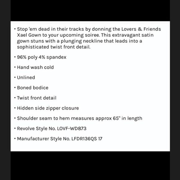 Lovers + Friends Satin Gown. Size 0. NWT. - Picture 7 of 7